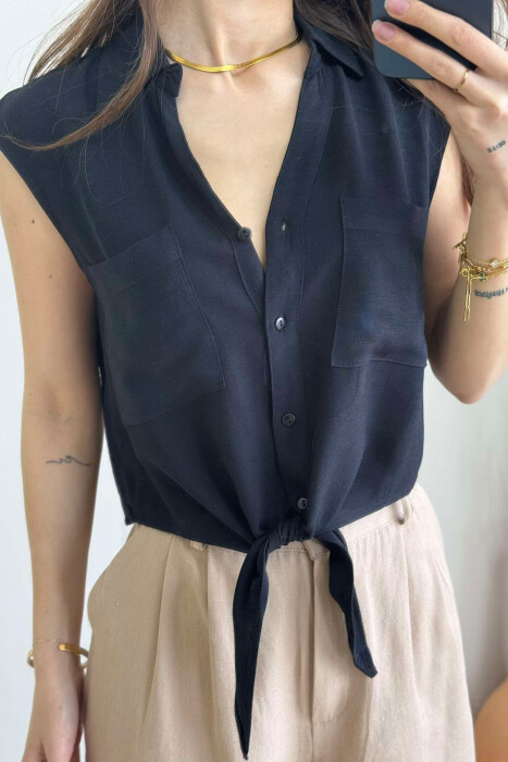 LINEN SHIRT FOR WOMEN BLACK/ E ZEZE - 10