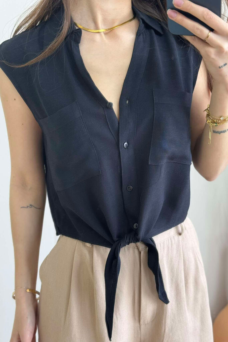 LINEN SHIRT FOR WOMEN BLACK/ E ZEZE - 10