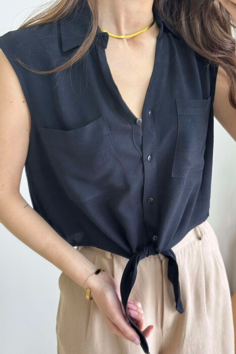 LINEN SHIRT FOR WOMEN BLACK/ E ZEZE - 11