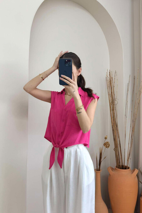 LINEN SHIRT FOR WOMEN FUCHSIA/CIKLAMI - 2