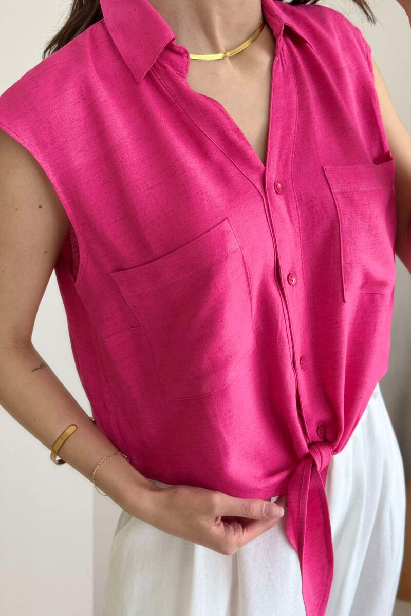 LINEN SHIRT FOR WOMEN FUCHSIA/CIKLAMI - 4