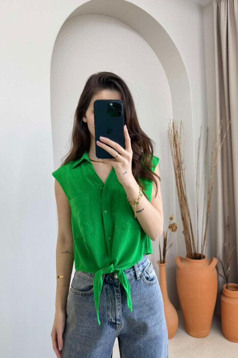 LINEN SHIRT FOR WOMEN GREEN/JESHILE 