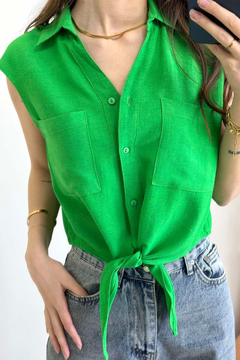LINEN SHIRT FOR WOMEN GREEN/JESHILE - 2