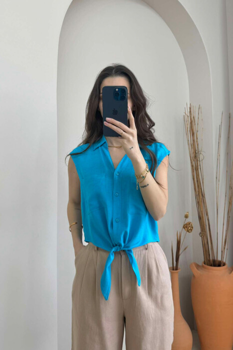 LINEN SHIRT FOR WOMEN LIGHTBLUE/BZ - 2