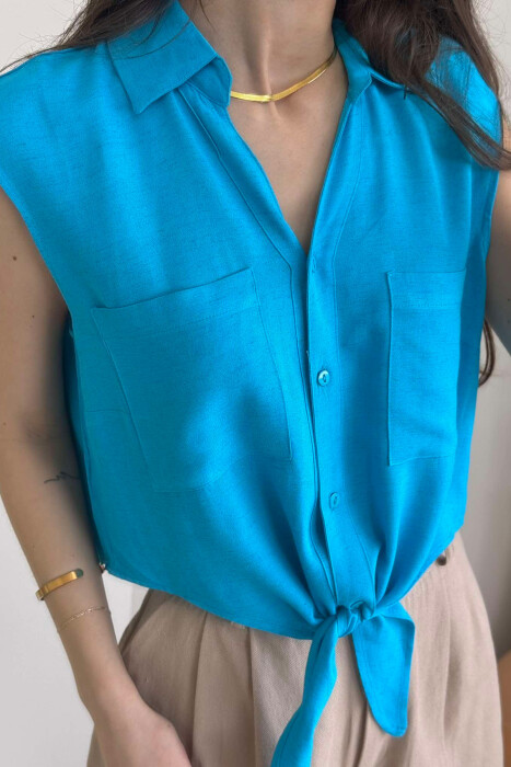 LINEN SHIRT FOR WOMEN LIGHTBLUE/BZ - 8