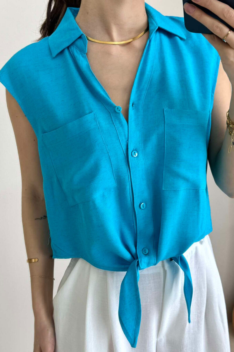 LINEN SHIRT FOR WOMEN LIGHTBLUE/BZ - 5