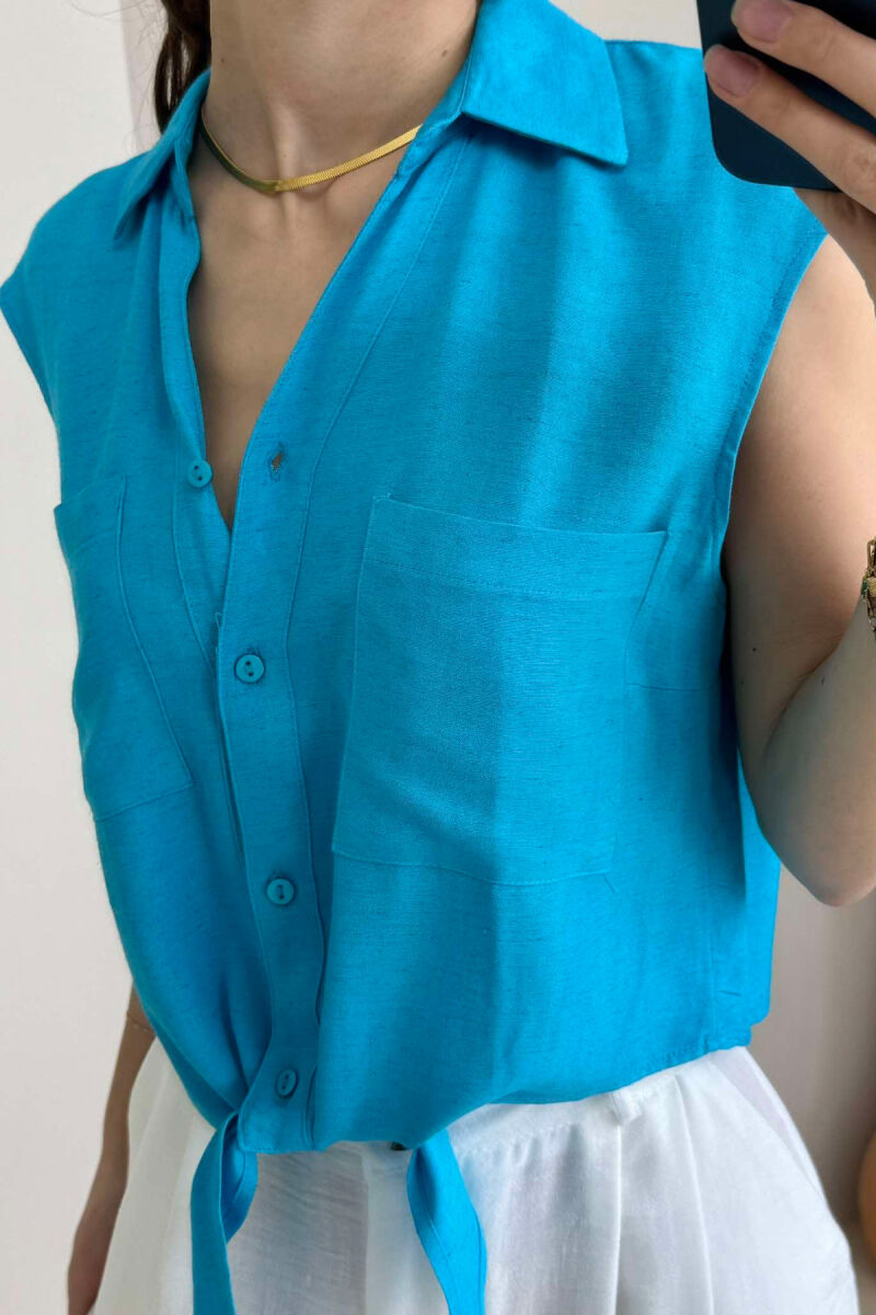 LINEN SHIRT FOR WOMEN LIGHTBLUE/BZ - 7