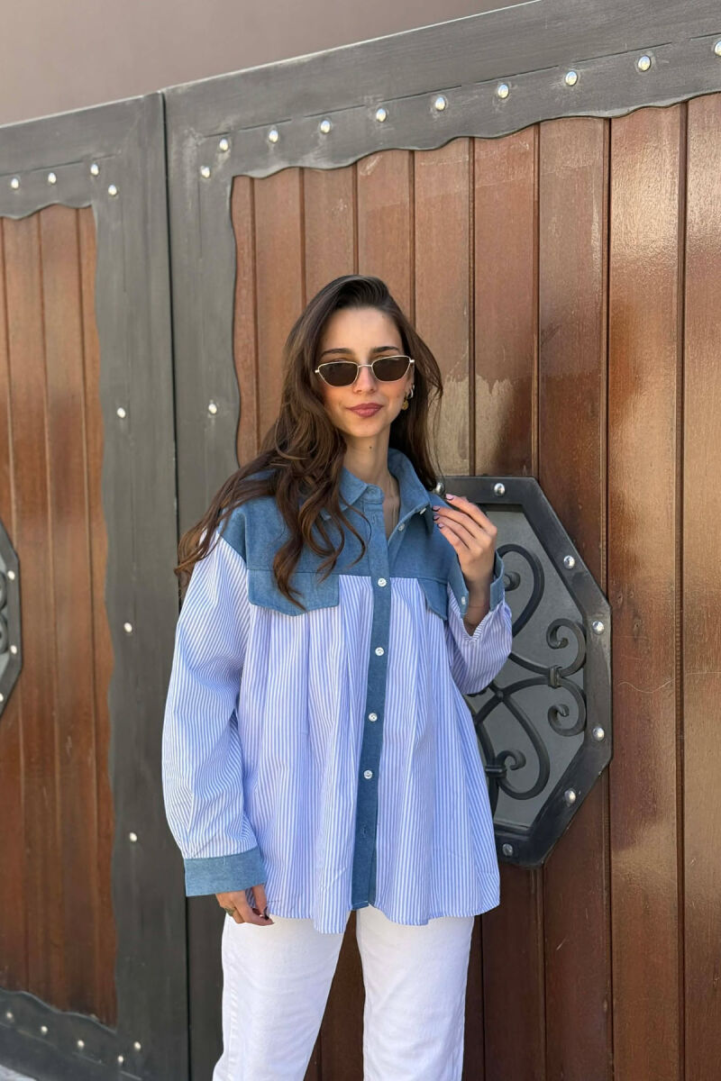 LINES + DENIM WOMAN SHIRT LIGHT BLUE-LIGHT BLUE/BZ-BZ - 1