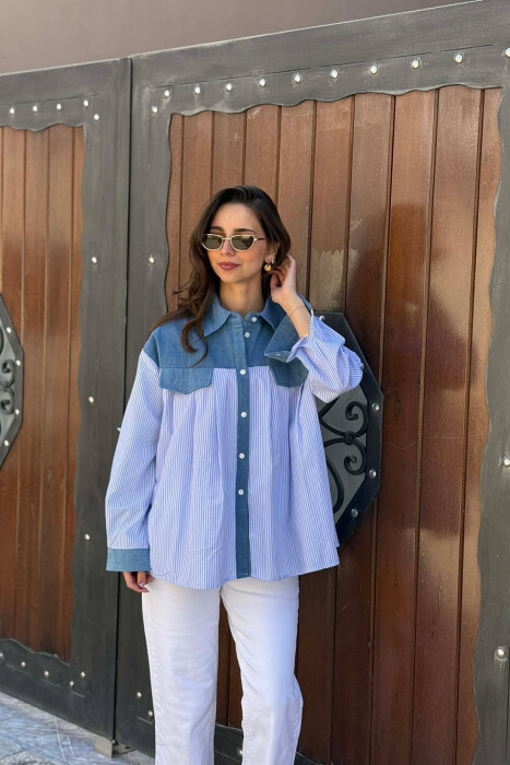 LINES + DENIM WOMAN SHIRT LIGHT BLUE-LIGHT BLUE/BZ-BZ - 4