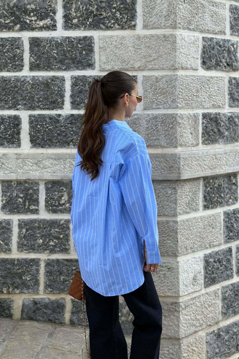 LINES DESIGN FRONT POCKET WOMAN SHIRT LIGHTBLUE/BZ - 4