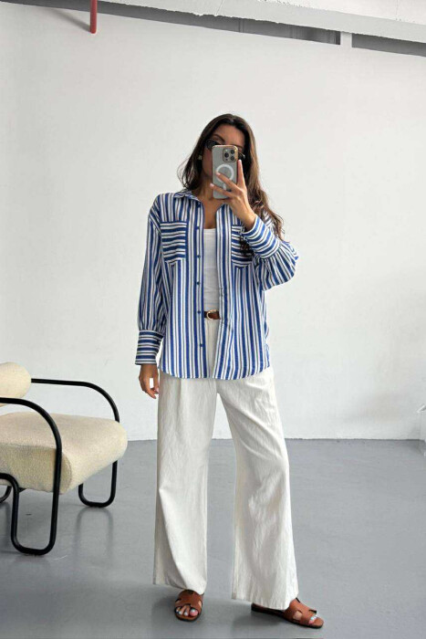 KEMISHE ME DIZAJN NME VIJA PER FEMRA NE NGJYRE BLU - KLAUDIO FASHION