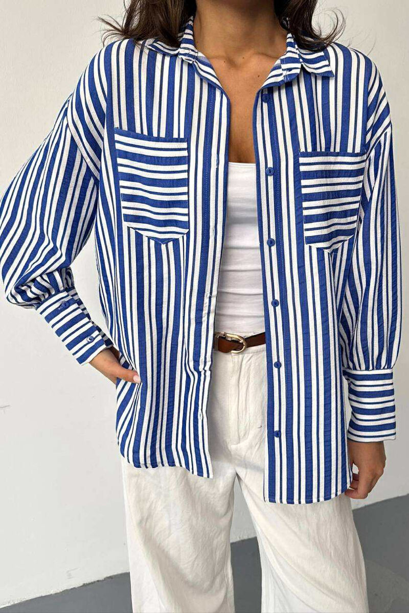 LINES DESIGN FRONT POCKETS WOMAN SHIRTS BLUE/BLU - 2