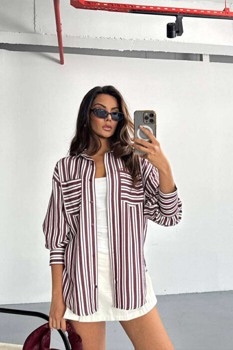 LINES DESIGN FRONT POCKETS WOMAN SHIRTS BURGUNDY/VISHNJE 
