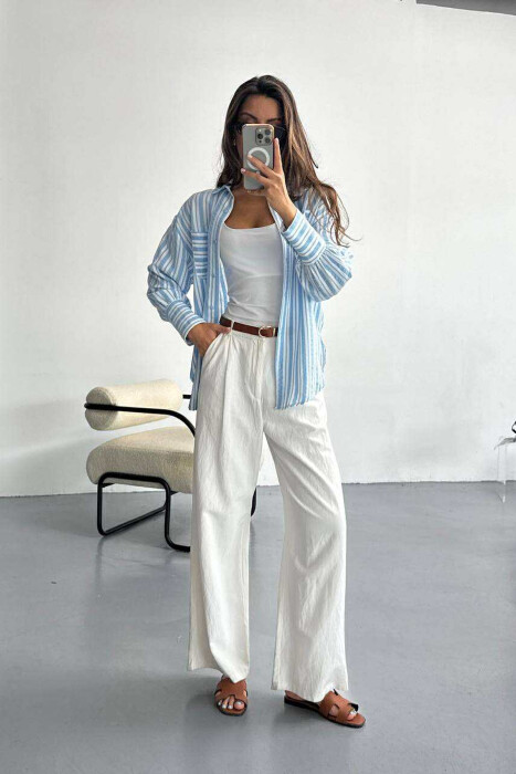 LINES DESIGN FRONT POCKETS WOMAN SHIRTS LIGHTBLUE/BZ 