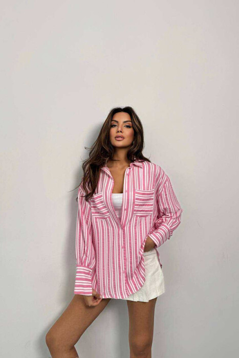 LINES DESIGN FRONT POCKETS WOMAN SHIRTS PINK/ROZE 