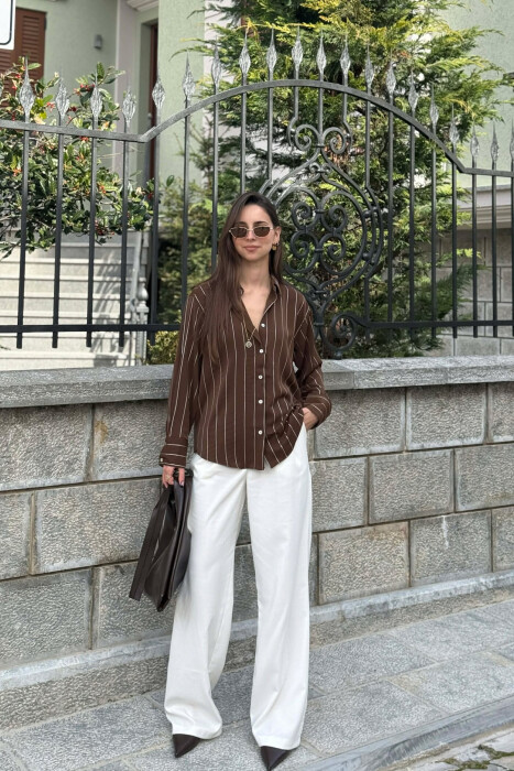 KEMISHE ME VIJA PER FEMRA NE NGJYRE KAFE - KLAUDIO FASHION