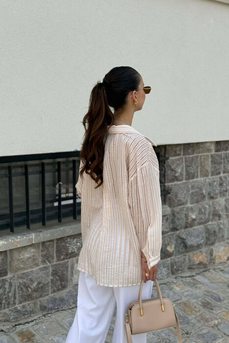 LINES DESIGN WOMAN SHIRT CREAM/KREM - 2