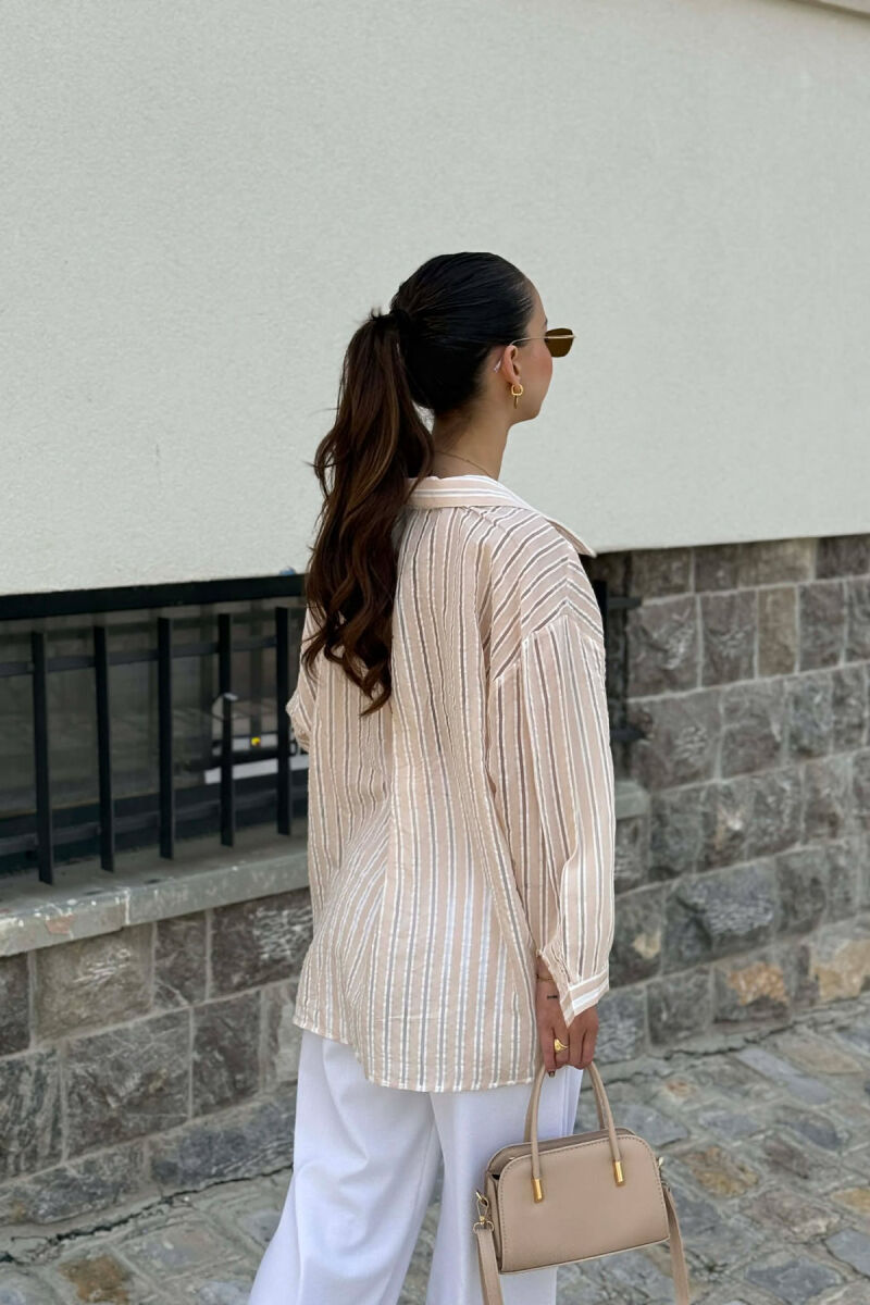 LINES DESIGN WOMAN SHIRT CREAM/KREM - 2