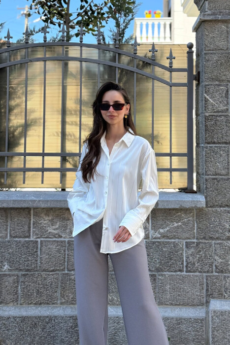 LINES DESIGN WOMAN SHIRT WHITE-E BARDHE - KLAUDIO FASHION