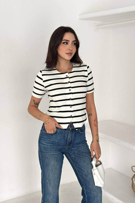 LINES DESIGN WOMAN T-SHIRT WHITE-E BARDHE - 3