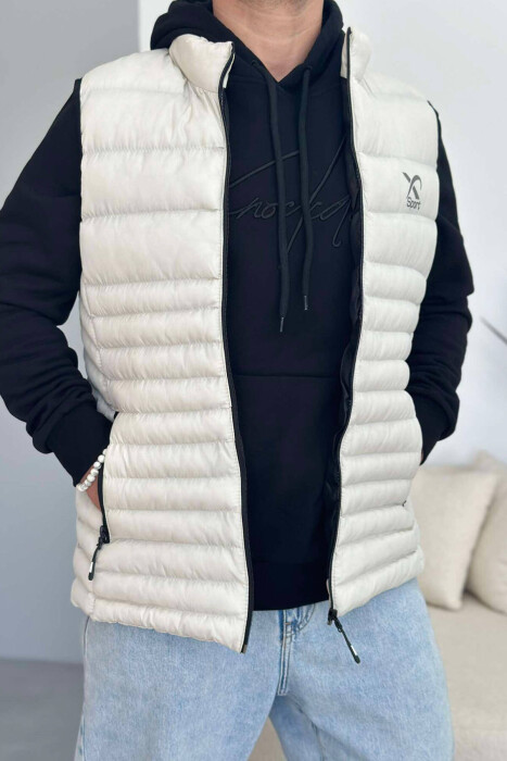 LITTLE STAMP ONE COLOR POCKET MEN VEST CREAM/KREM 