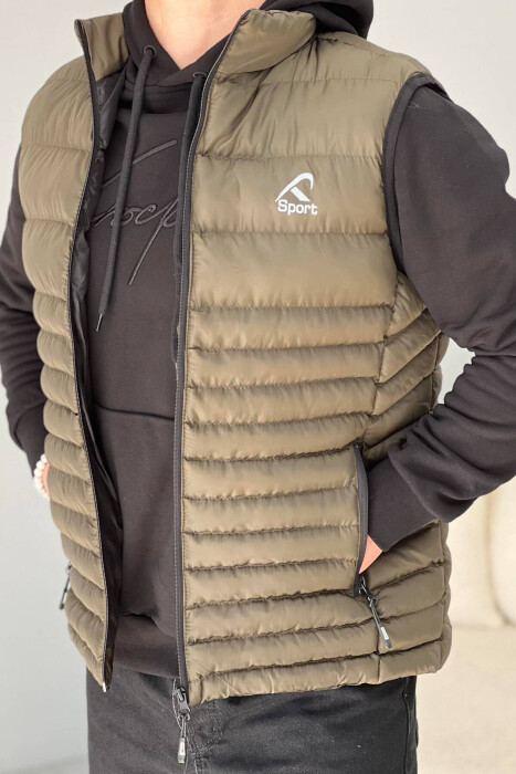 LITTLE STAMP ONE COLOR POCKET MEN VEST DARK GREEN/JEE - KLAUDIO FASHION