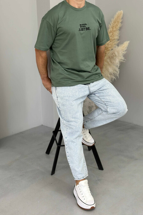 T-SHIRT I THJESHTË ME SHKRIME PËR MESHKUJ NË NGJYRËN JESHILE 