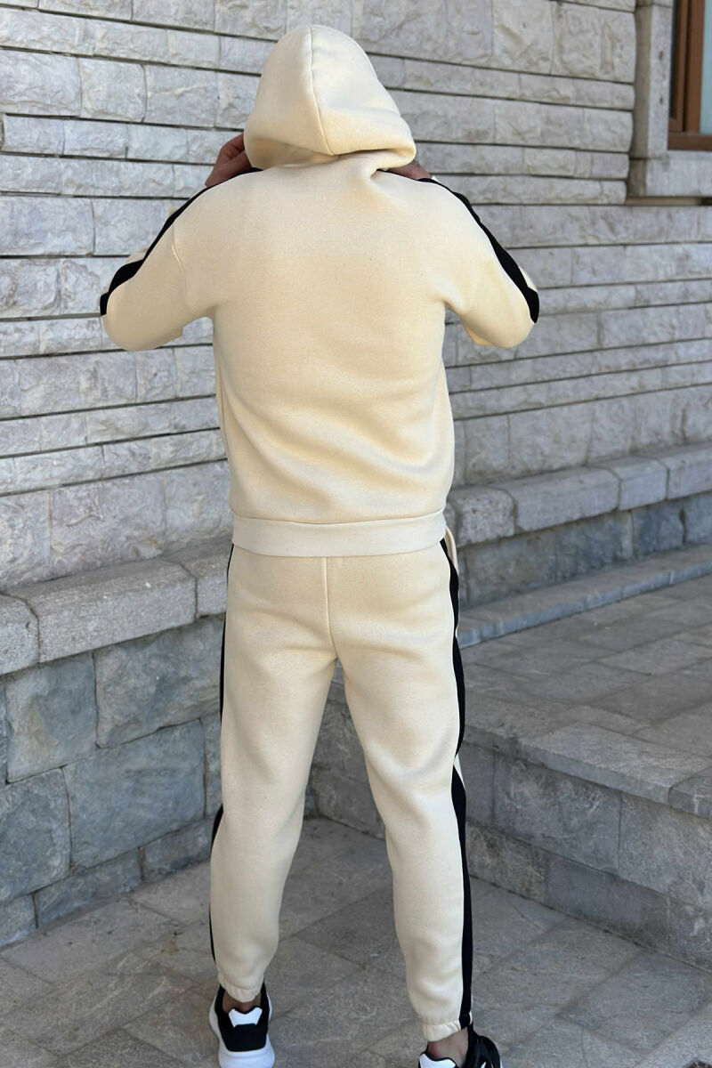 LITTLE WRITTINGS HOODIE+JOGGERS FLUFFY MEN SET CREAM/KREM - 5