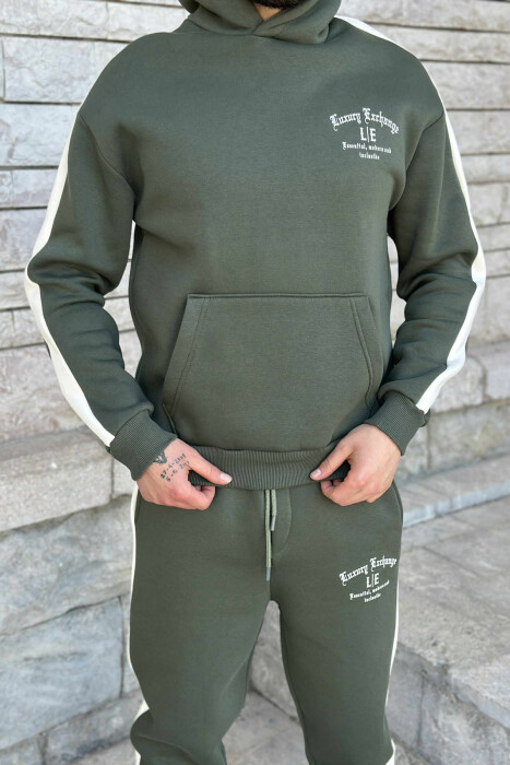 LITTLE WRITTINGS HOODIE+JOGGERS FLUFFY MEN SET DARK GREEN/JEE - 3