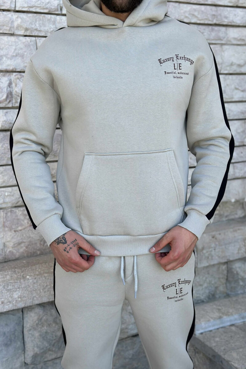 LITTLE WRITTINGS HOODIE+JOGGERS FLUFFY MEN SET LIGHT GREY/GZ - 2