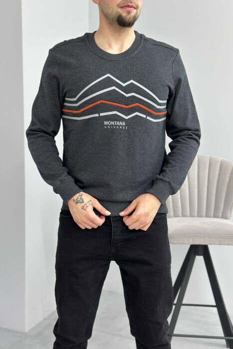 LITTLE WRITTINGS SIMPLE DESIGN MEN SWEATSHIRT DARK GREY/GEE 