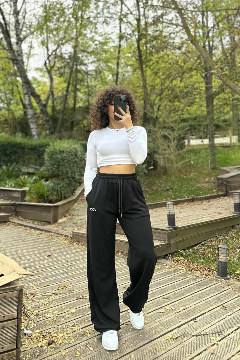 LITTLE WRITTINGS SIMPLE WOMEN SWEATPANTS BLACK/ E ZEZE - 4