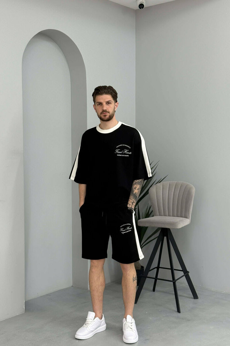 LITTLE WRITTINGS T-SHIRT + SHORTS MEN SET BLACK/ E ZEZE - 1