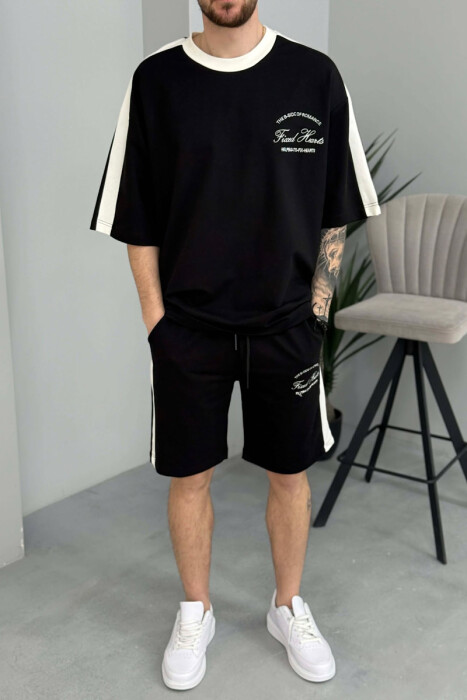 LITTLE WRITTINGS T-SHIRT + SHORTS MEN SET BLACK/ E ZEZE - 3