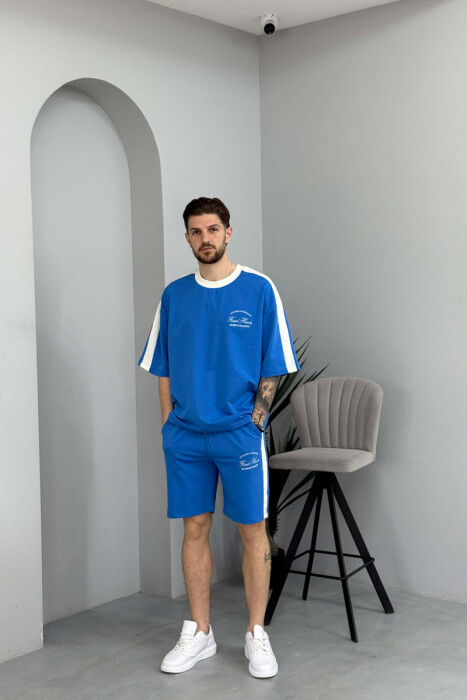 LITTLE WRITTINGS T-SHIRT + SHORTS MEN SET LIGHTBLUE/BZ - 