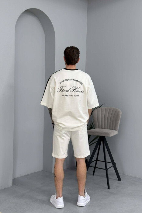 LITTLE WRITTINGS T-SHIRT + SHORTS MEN SET WHITE-E BARDHE - 3