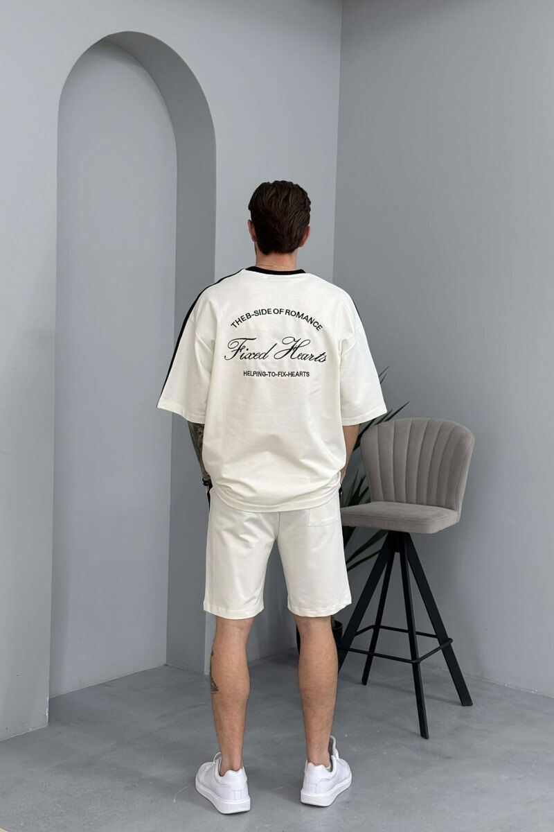 LITTLE WRITTINGS T-SHIRT + SHORTS MEN SET WHITE-E BARDHE - 3