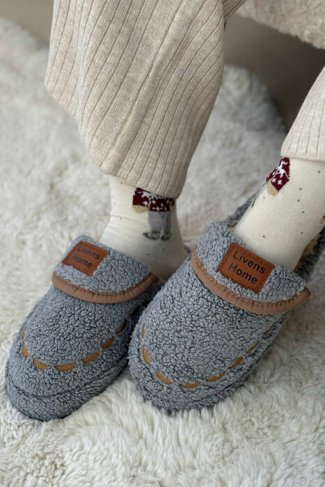 LITTLE WRITTINGS TEDDY WOMEN SLIPPERS GREY/GRI - 2