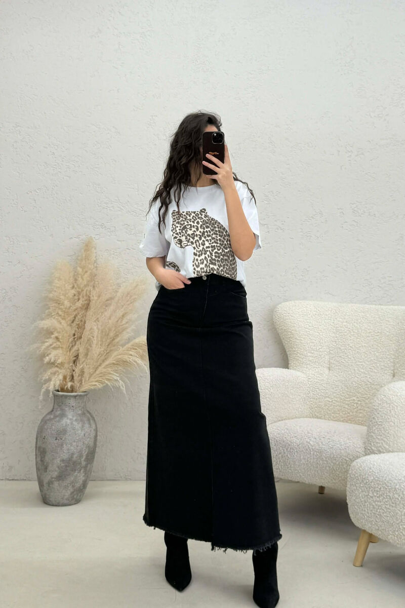 LONG DENIM WOMEN SKIRT BLACK/ E ZEZE - 1