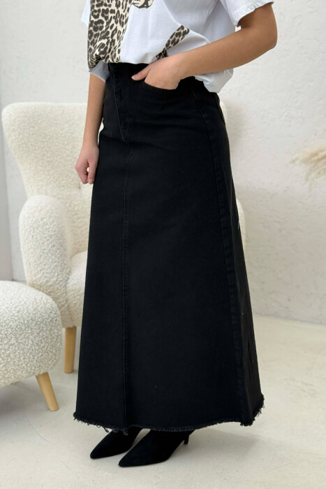 LONG DENIM WOMEN SKIRT BLACK/ E ZEZE - 3