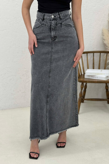 LONG DENIM WOMEN SKIRT DARK GREY/GEE - 2