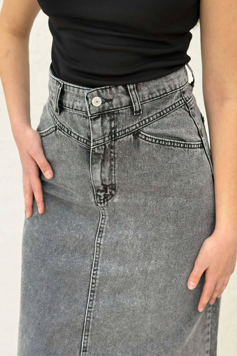 LONG DENIM WOMEN SKIRT DARK GREY/GEE - 3