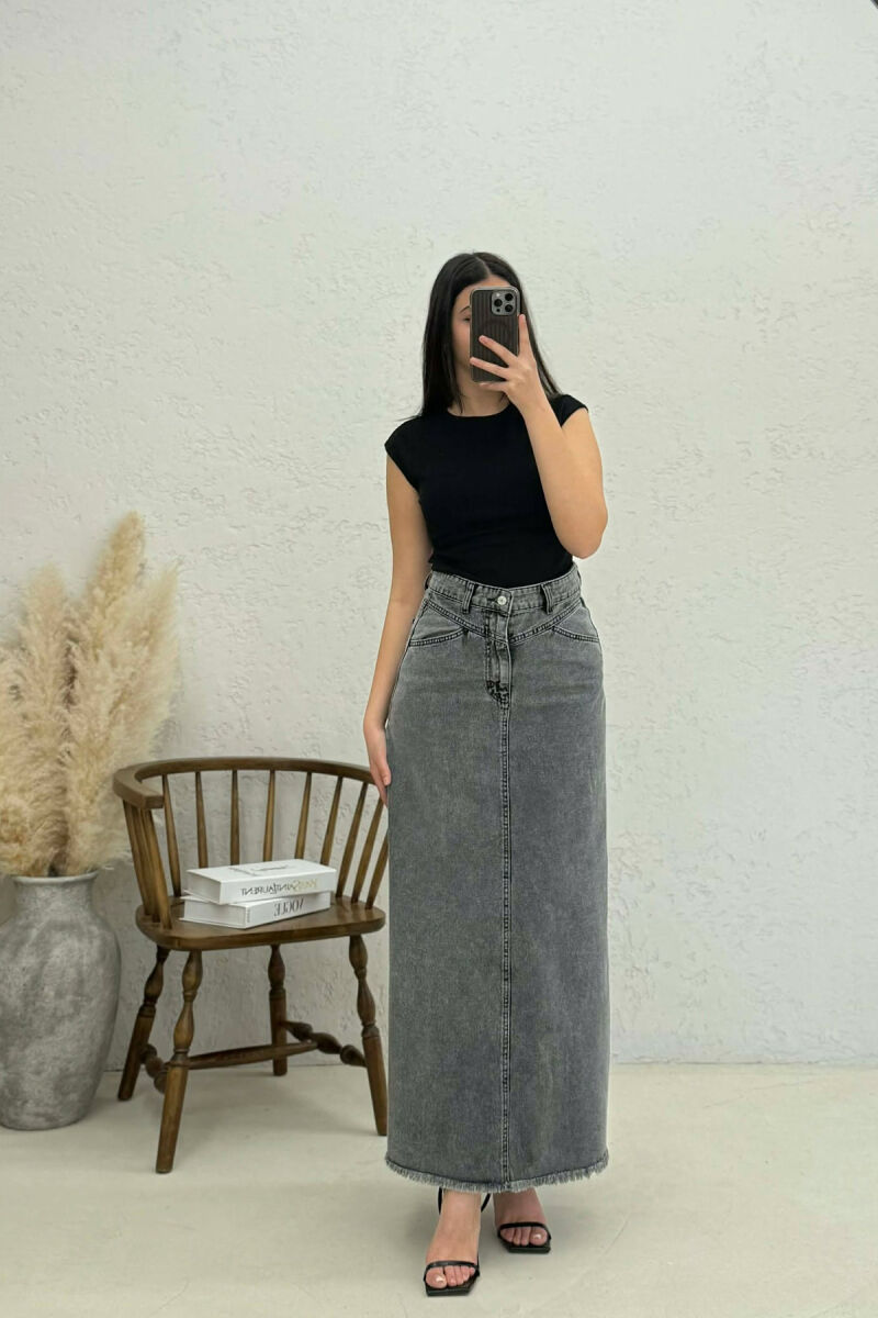 LONG DENIM WOMEN SKIRT DARK GREY/GEE - 4