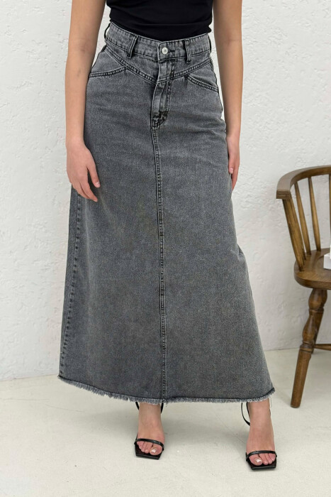 LONG DENIM WOMEN SKIRT DARK GREY/GEE - 5