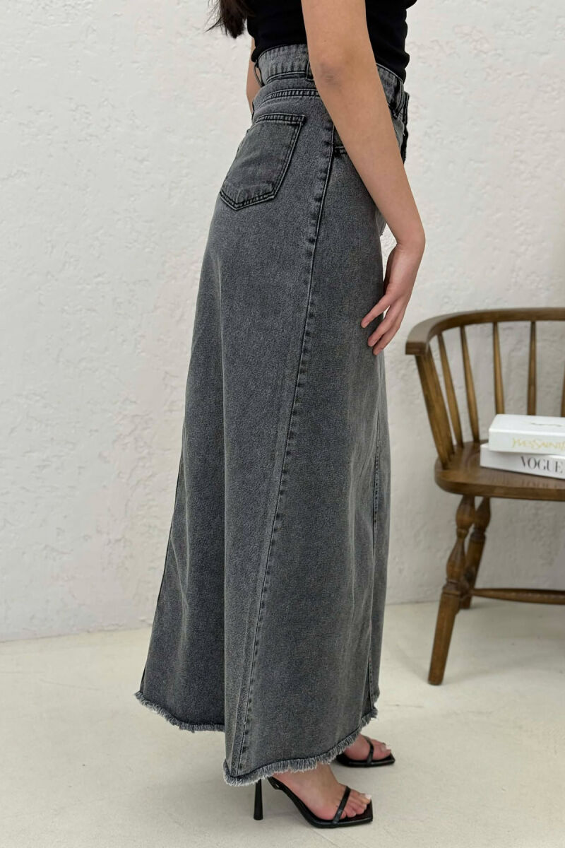 LONG DENIM WOMEN SKIRT DARK GREY/GEE - 6
