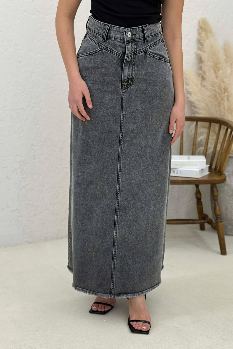 LONG DENIM WOMEN SKIRT DARK GREY/GEE - 7