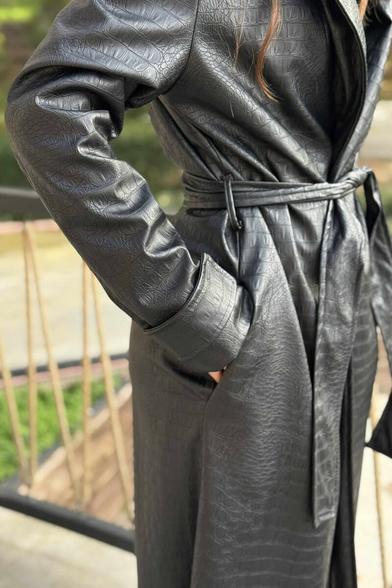 LONG LEATHER LACING WOMEN JACKET BLACK/ E ZEZE - 6