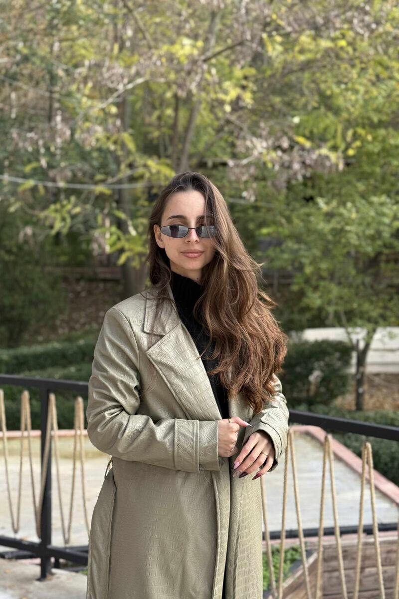 LONG LEATHER LACING WOMEN JACKET GREEN/JESHILE - 2