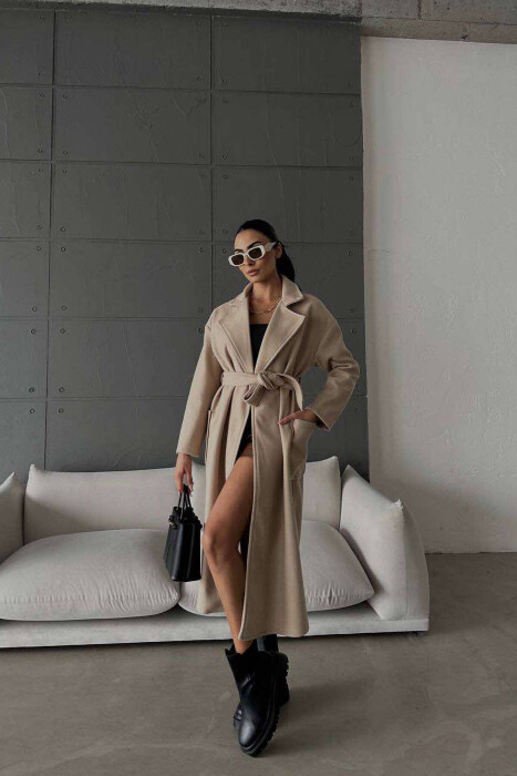 LONG ONE COLOR WOMEN COAT BEIGE/BEZHE 