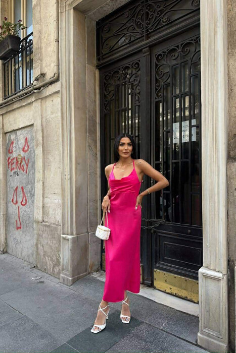 FUSTAN I GJATE ME PJESEN PAS TE HAPUR PER FEMRA NE NGJYRE CIKLAMI - KLAUDIO FASHION